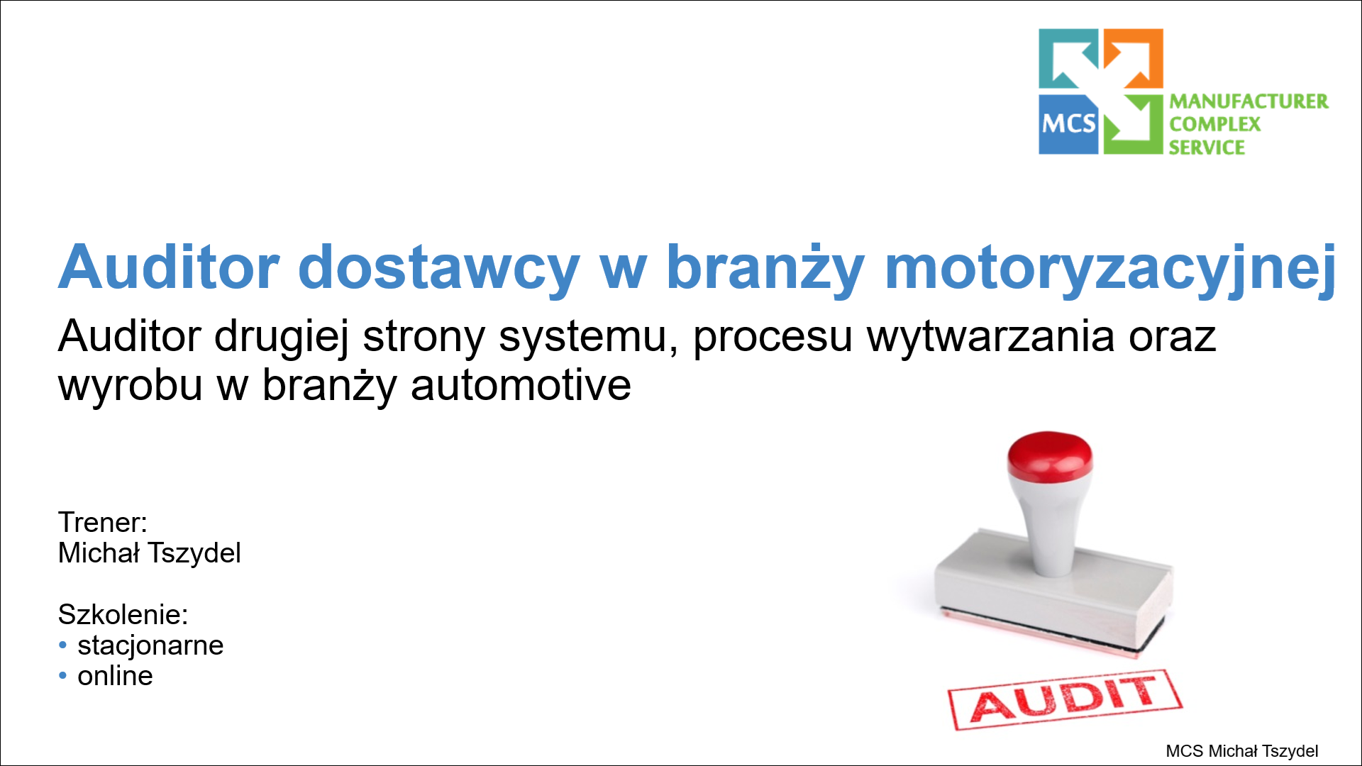 Auditor dostawcy w branży motoryzacyjnej   logo szkolenia