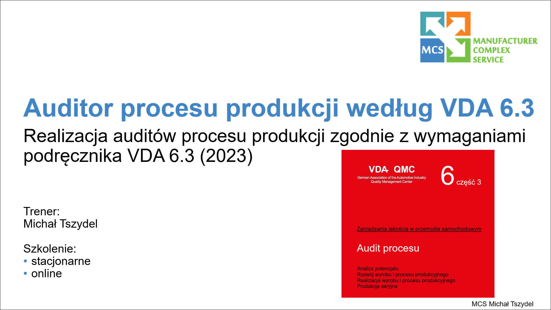 Auditor procesu produkcji według VDA 6.3   logo szkolenia