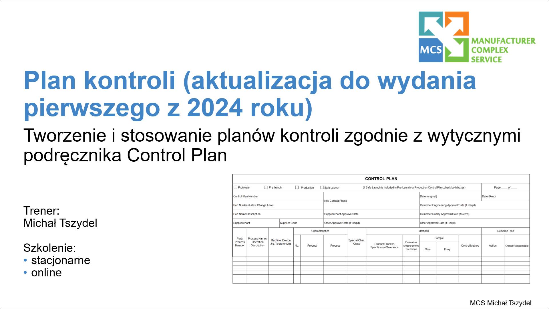 Plan kontroli 1 dzien   logo szkolenia
